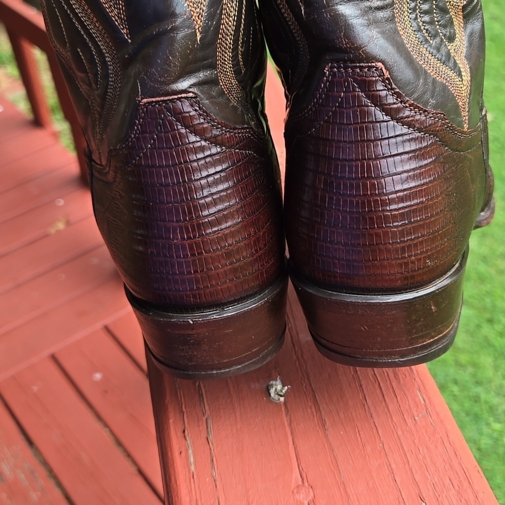 Tony Lama Cognac Lizard Western Boots Cowgirl Cowboy 8.5D - Picture 9 of 11